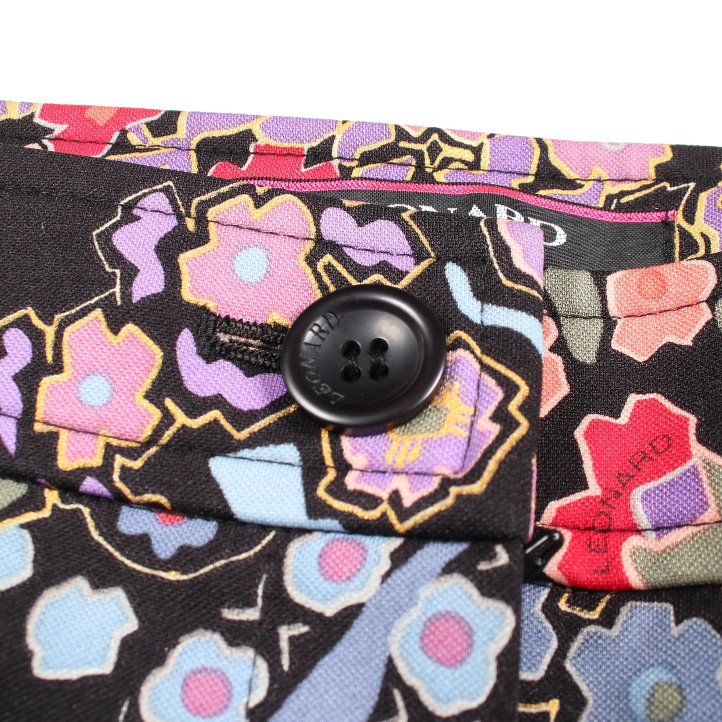 花柄 パンツ ブラック マルチカラー レオナールファッション