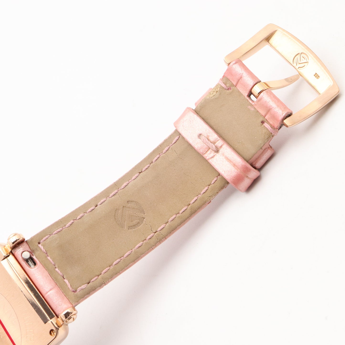 ロングアイランド レリーフ レディース 腕時計 クオーツ K18PG（ピンクゴールド） クロコ革 ピンク ピンクシェル フランクミュラー