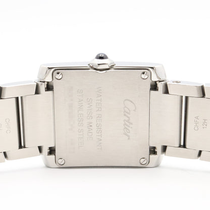 タンクフランセーズ SM ダイヤベゼル レディース 腕時計 クオーツ ステンレススチール ダイヤモンド シルバー カルティエ