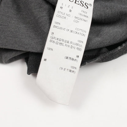 ロゴ ポケット付き ダメージ加工 半袖Tシャツ コットン グレー ゲス