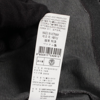 ロゴ ポケット付き ダメージ加工 半袖Tシャツ コットン グレー ゲス
