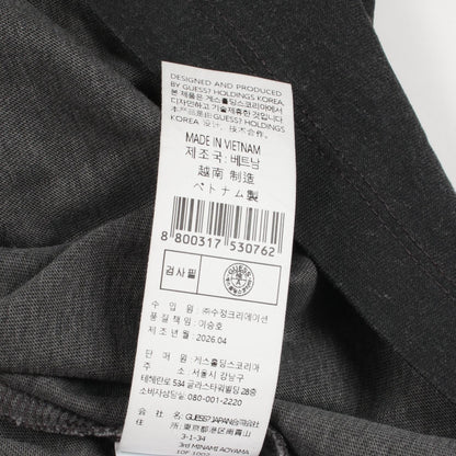 ロゴ ポケット付き ダメージ加工 半袖Tシャツ コットン グレー ゲス