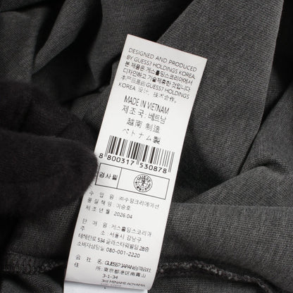 ロゴ ポケット付き ダメージ加工 半袖Tシャツ コットン グレー ゲス