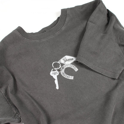 キーチェーン ダメージ加工 半袖Tシャツ コットン グレー ゲス