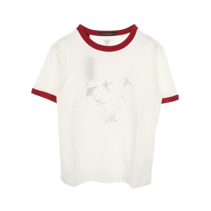 スターグラフィック ロゴ 半袖Tシャツ コットン ホワイト レッド ゲス