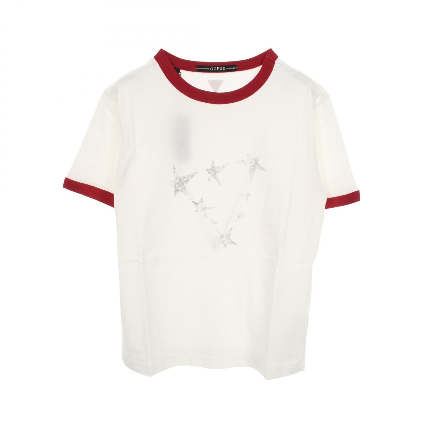 スターグラフィック ロゴ 半袖Tシャツ コットン ホワイト レッド ゲス