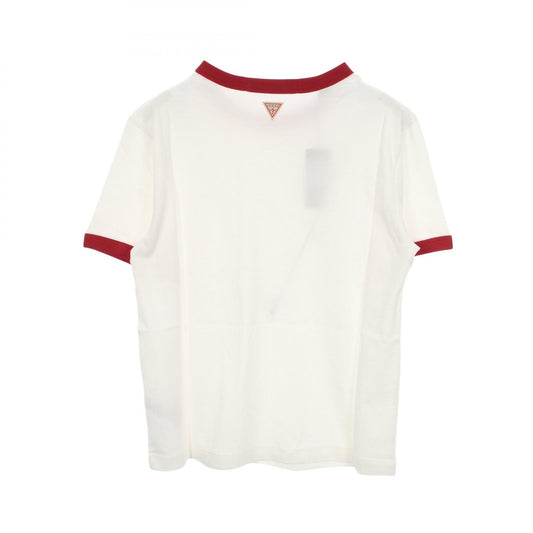 スターグラフィック ロゴ 半袖Tシャツ コットン ホワイト レッド ゲス