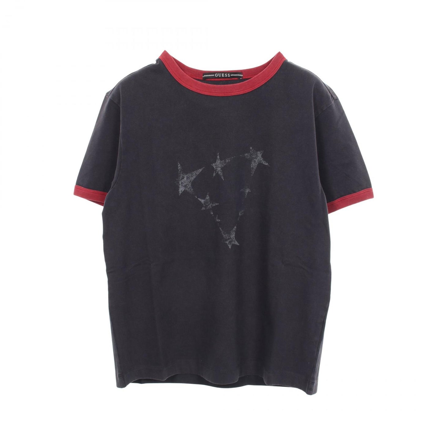 スターグラフィック ロゴ 半袖Tシャツ コットン ブラック レッド ゲス