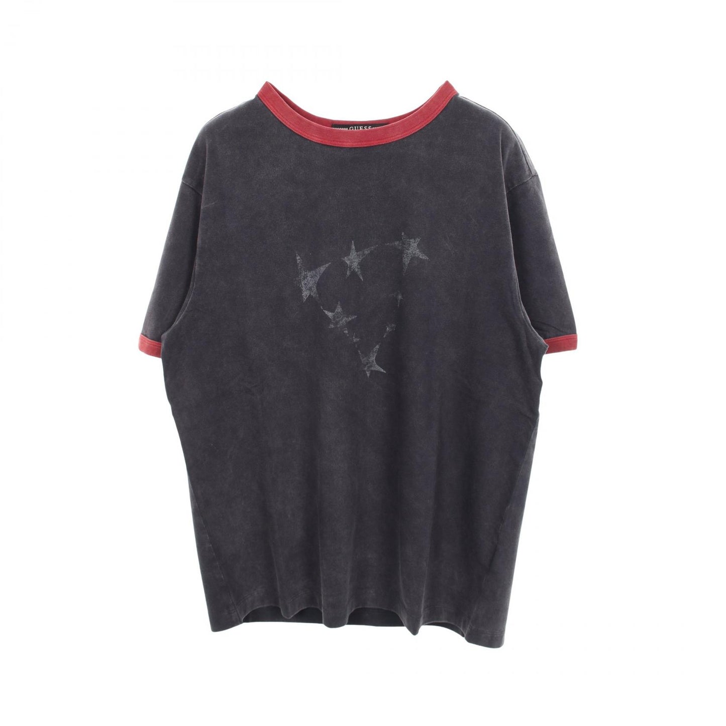 スターグラフィック ロゴ 半袖Tシャツ コットン ブラック レッド ゲス