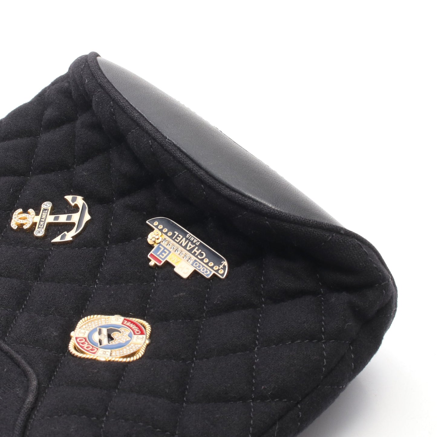 パリハンブルク マトラッセ 2WAY チェーンショルダーバッグ ウール レザー ブラック ゴールド金具 シャネル