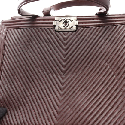 ボーイシャネル Vステッチ ハンドバッグ トートバッグ ラムスキン ボルドー シルバー金具 シャネル バッグ CHANEL
