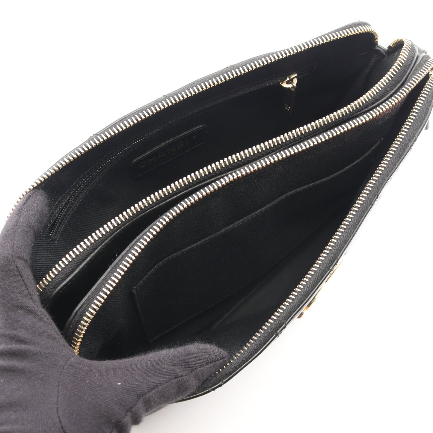 マトラッセ チェーンショルダーバッグ エナメルレザー ブラック ゴールド金具 シャネル