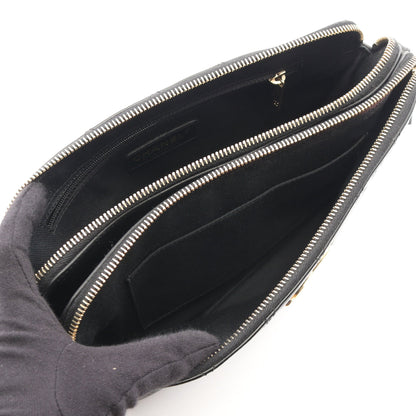 マトラッセ チェーンショルダーバッグ エナメルレザー ブラック ゴールド金具 シャネル