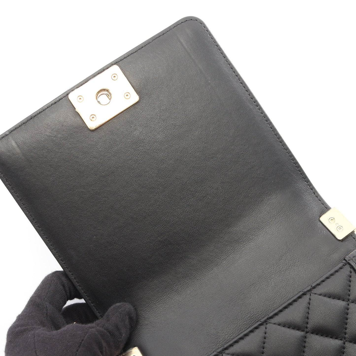 ボーイシャネル マトラッセ チェーンショルダーバッグ ラムスキン ブラック ゴールド金具 シャネル