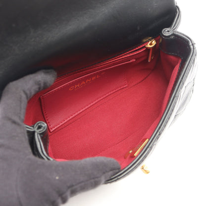 マトラッセ スモールフラップ 2WAY チェーンショルダーバッグ ラムスキン ブラック ゴールド金具 シャネル