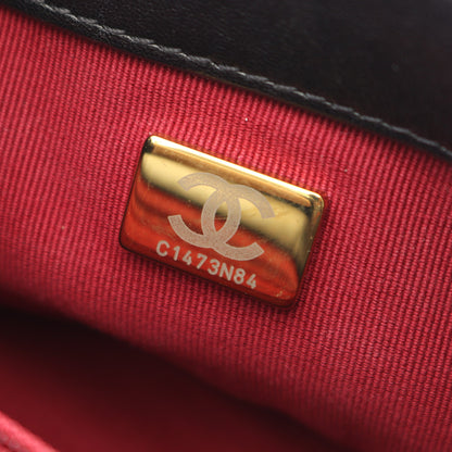マトラッセ スモールフラップ 2WAY チェーンショルダーバッグ ラムスキン ブラック ゴールド金具 シャネル