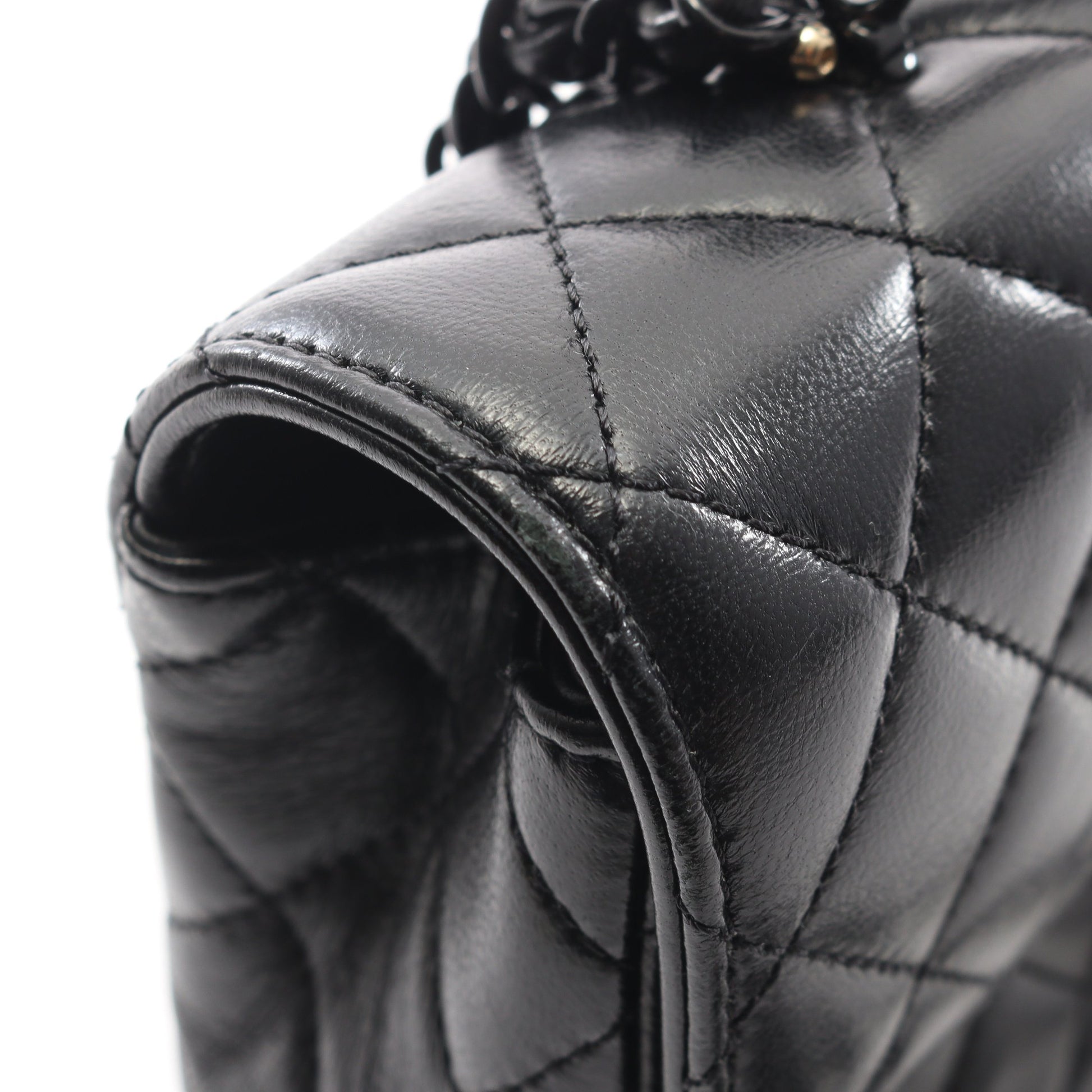 マトラッセ トップハンドル ブラック金具 2WAY チェーンショルダーバッグ ラムスキン ブラック シャネル バッグ CHANEL