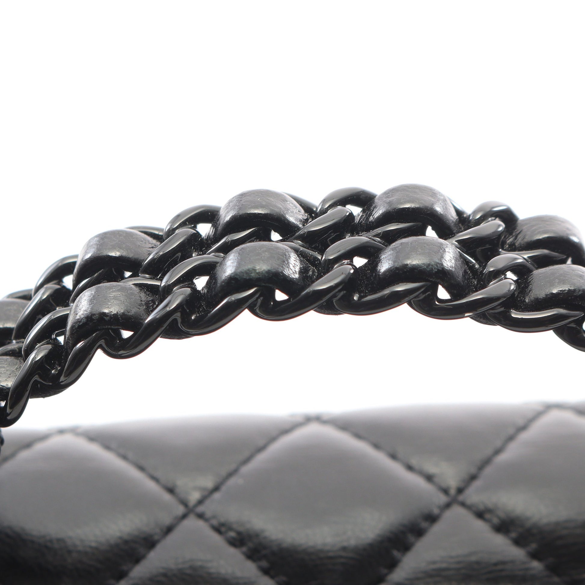 マトラッセ トップハンドル ブラック金具 2WAY チェーンショルダーバッグ ラムスキン ブラック シャネル バッグ CHANEL