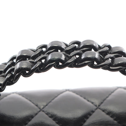 マトラッセ トップハンドル ブラック金具 2WAY チェーンショルダーバッグ ラムスキン ブラック シャネル バッグ CHANEL