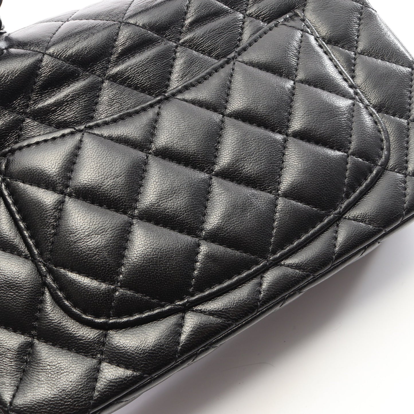 マトラッセ トップハンドル ブラック金具 2WAY チェーンショルダーバッグ ラムスキン ブラック シャネル バッグ CHANEL