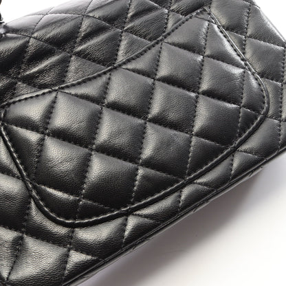 マトラッセ トップハンドル ブラック金具 2WAY チェーンショルダーバッグ ラムスキン ブラック シャネル バッグ CHANEL
