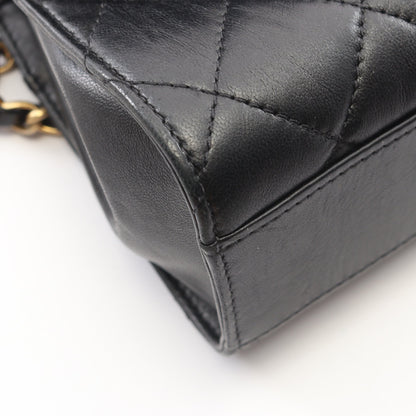 マトラッセ トップハンドル チェーンショルダーバッグ レザー ブラック ゴールド金具 シャネル