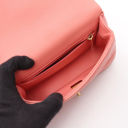 トップハンドル マトラッセ スモールフラップ 2WAY チェーンショルダーバッグ ラムスキン コーラルピンク ゴールド金具 シャネル バッグ CHANEL