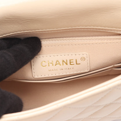 マトラッセ チェーンショルダーバッグ レザー ベージュ ゴールド金具 シャネル バッグ CHANEL
