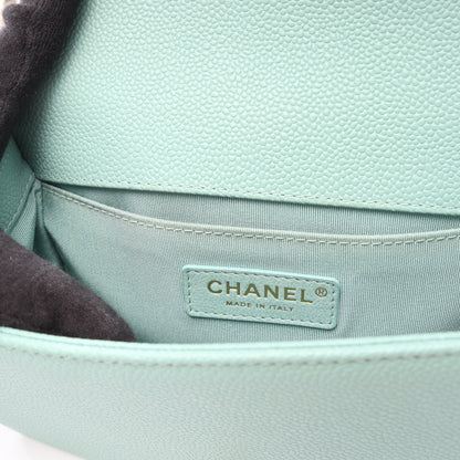 ボーイシャネル スモール チェーンショルダーバッグ ラムスキン ターコイズブルー ゴールド金具 シャネル