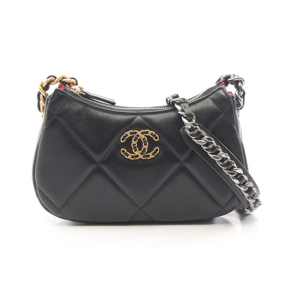 シャネル19 マトラッセ スモール ホーボー コンビ金具 チェーンショルダーバッグ ラムスキン ブラック シャネル バッグ CHANEL