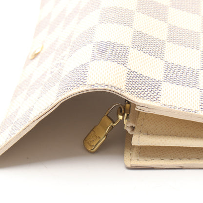 ポルトフォイユ サラ ダミエアズール 二つ折り長財布 PVC レザー ホワイト ルイヴィトン