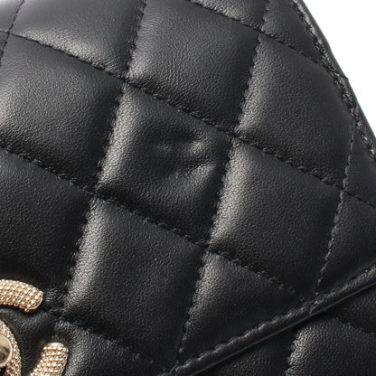マトラッセ チェーンウォレット チェーンウォレット ラムスキン ブラック ゴールド金具 シャネル