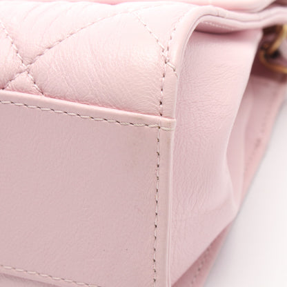 マトラッセ トップハンドル チェーンショルダーバッグ レザー ライトピンク ゴールド金具 シャネル