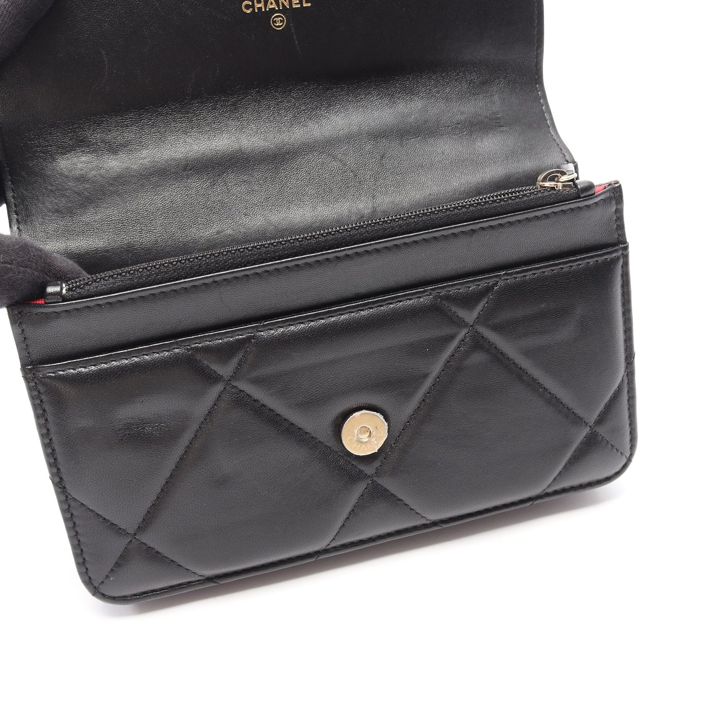 19 ディズヌフ マトラッセ コンビ金具 2WAY チェーンウォレット ラムスキン ブラック シャネル