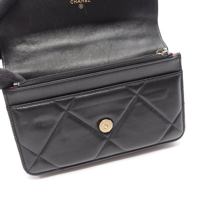 19 ディズヌフ マトラッセ コンビ金具 2WAY チェーンウォレット ラムスキン ブラック シャネル