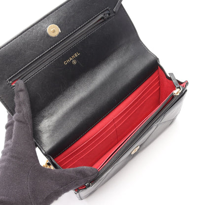 19 ディズヌフ マトラッセ コンビ金具 2WAY チェーンウォレット ラムスキン ブラック シャネル