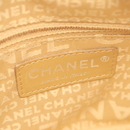 ロゴ ハンドバッグ キャビアスキン ブラック シルバー金具 シャネル