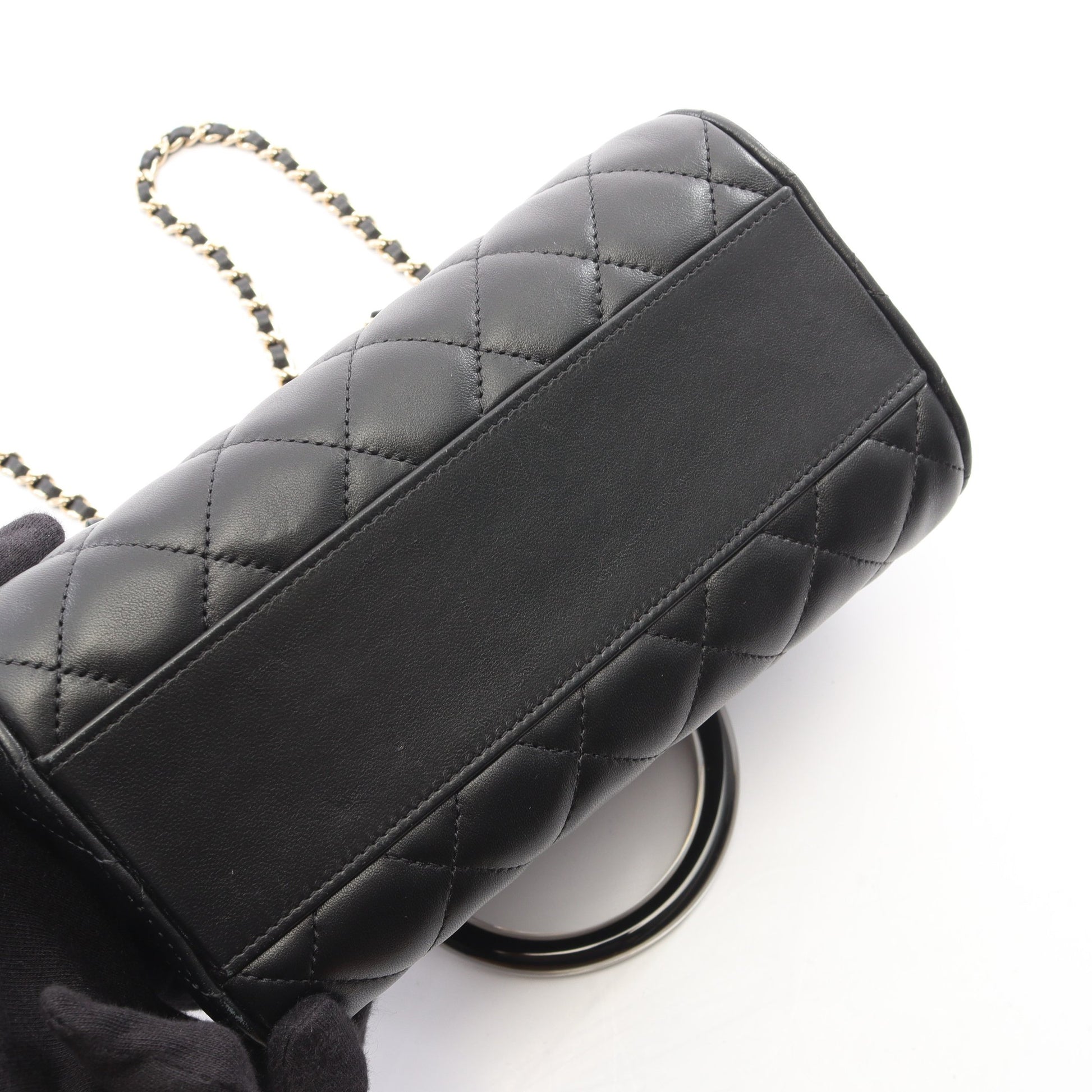 マトラッセ 2WAY ハンドバッグ ミニボストンバッグ ラムスキン ブラック ゴールド金具 シャネル バッグ CHANEL