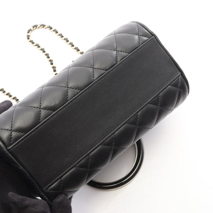 マトラッセ 2WAY ハンドバッグ ミニボストンバッグ ラムスキン ブラック ゴールド金具 シャネル バッグ CHANEL