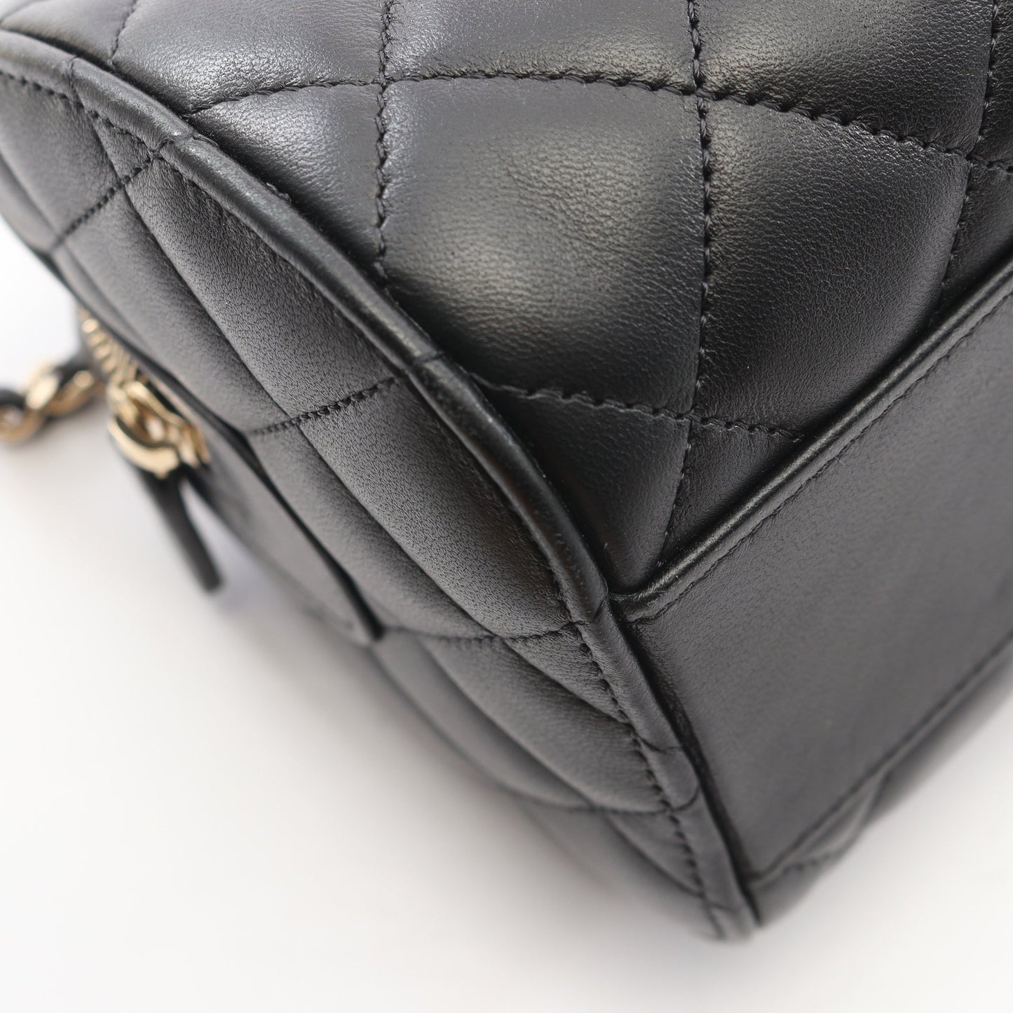 マトラッセ 2WAY ハンドバッグ ミニボストンバッグ ラムスキン ブラック ゴールド金具 シャネル バッグ CHANEL