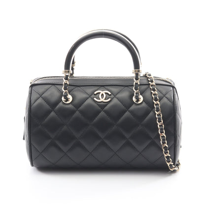 マトラッセ 2WAY ハンドバッグ ミニボストンバッグ ラムスキン ブラック ゴールド金具 シャネル バッグ CHANEL