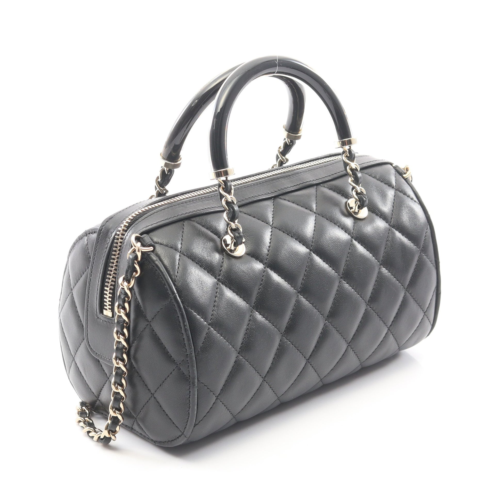 マトラッセ 2WAY ハンドバッグ ミニボストンバッグ ラムスキン ブラック ゴールド金具 シャネル バッグ CHANEL