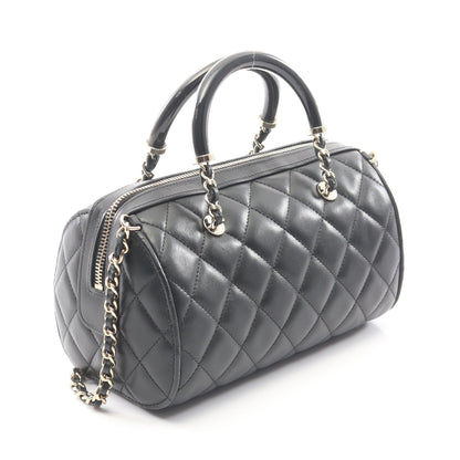 マトラッセ 2WAY ハンドバッグ ミニボストンバッグ ラムスキン ブラック ゴールド金具 シャネル バッグ CHANEL