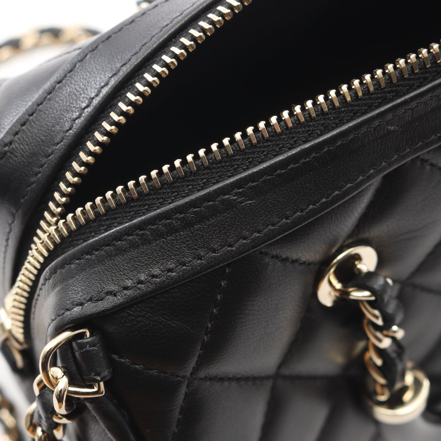 マトラッセ 2WAY ハンドバッグ ミニボストンバッグ ラムスキン ブラック ゴールド金具 シャネル バッグ CHANEL