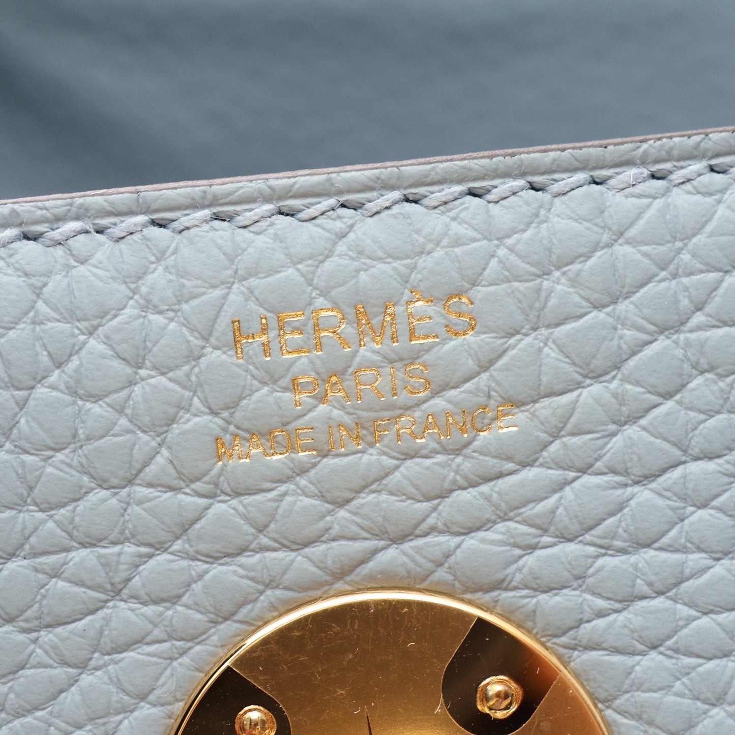 リンディ26 ブルーラン ショルダーバッグ トリヨンクレマンス ブルーグレー ゴールド金具 G刻印 エルメス