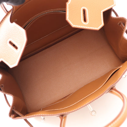 バーキン30 ゴールド ハンドバッグ トゴ ブラウン シルバー金具 G刻印 エルメス