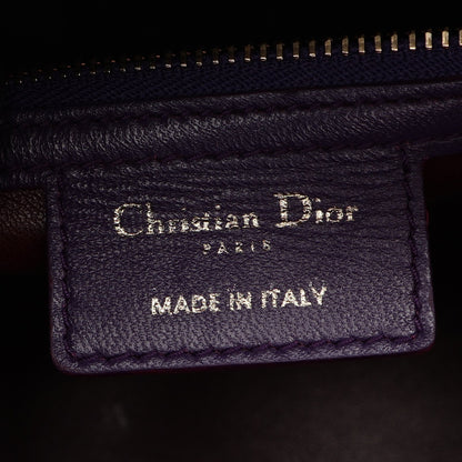 LADY DIOR レディディオール カナージュ 2WAY ハンドバッグ ラムスキン レッド パープル ボルドー クリスチャンディオール