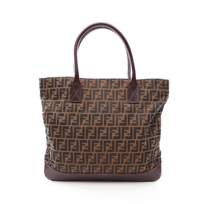 ズッカ ハンドバッグ トートバッグ キャンバス レザー ブラウン ダークブラウン フェンディ バッグ FENDI