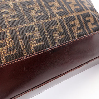 ズッカ ハンドバッグ トートバッグ キャンバス レザー ブラウン ダークブラウン フェンディ バッグ FENDI