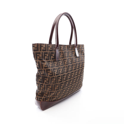 ズッカ ハンドバッグ トートバッグ キャンバス レザー ブラウン ダークブラウン フェンディ バッグ FENDI